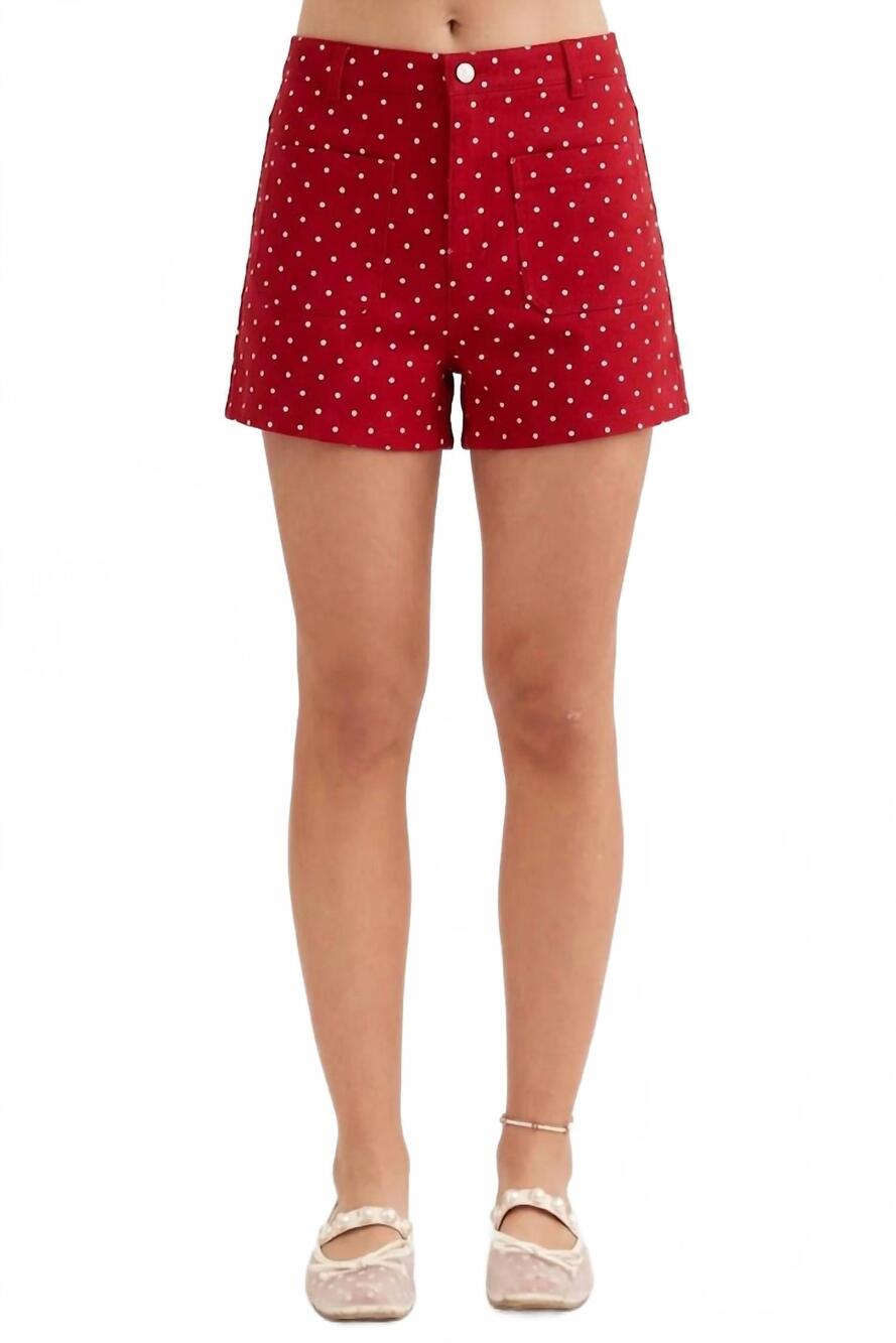 NEW ENTRO polka dot high waist retro shorts in red